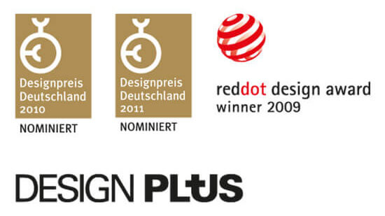Дизайнерские награды Berker Q1 — Red Dot, Designpreis Deutschland, Design Plus