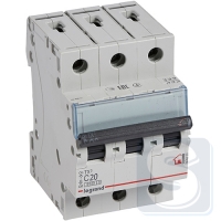 Автоматичний вимикач 3-полюсний Legrand TX3 20А тип С 6кА Автоматичний вимикач 3-полюсний Legrand TX3 20А тип С 6кА
