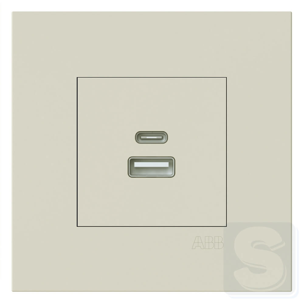 Розетка USB A+C (3A/2*1.5A) ABB Zenit S Дюна N2285.4 DN (2CLA228540N6201) -1