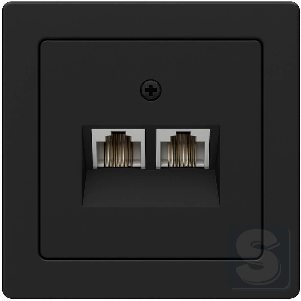 Комп'ютерна розетка RJ45 6кат FTP подвійна, антрацит з ефектом оксамиту, Hager Berker Q1 (455501+14096086-Q1)