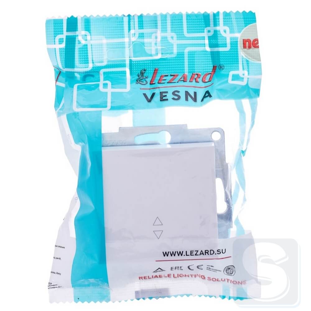 Вимикач 1кл ПРОХ Lezard VESNA Білий без рамки 742-0288-105 -5