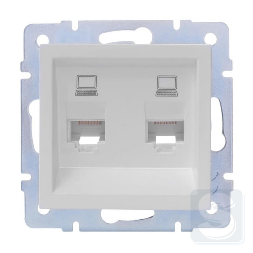 Розетка комп RJ45х2 cat 5 Lezard VESNA Білий без рамки 742-0288-141 -2
