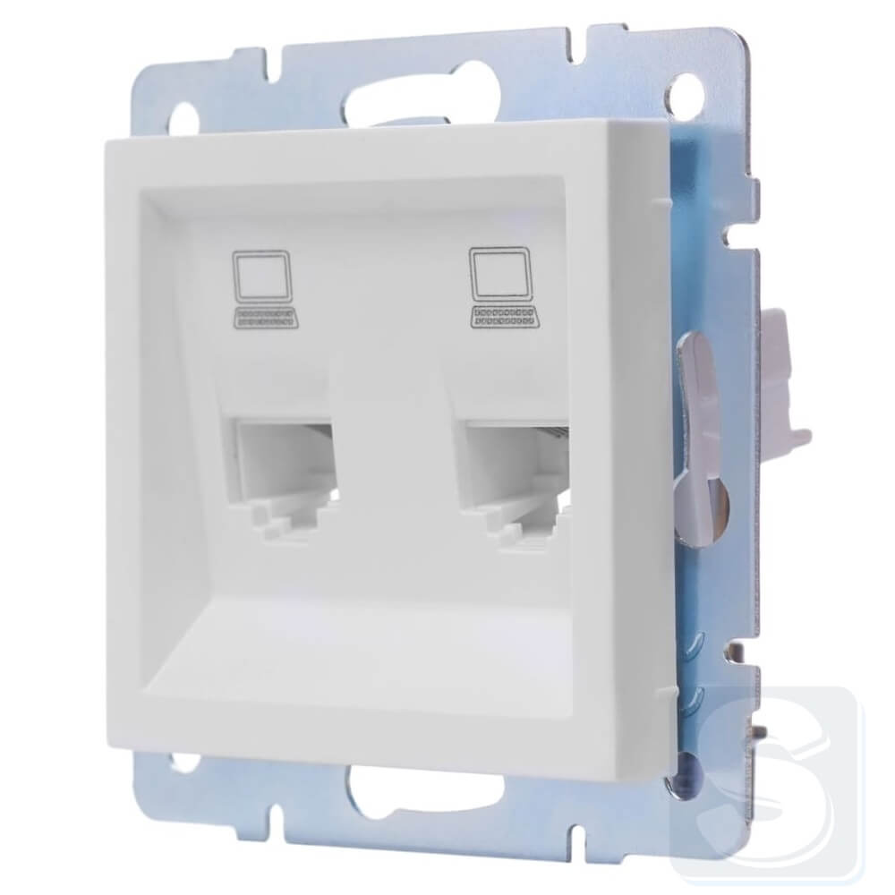Розетка комп RJ45х2 cat 5 Lezard VESNA Білий без рамки 742-0288-141 -3