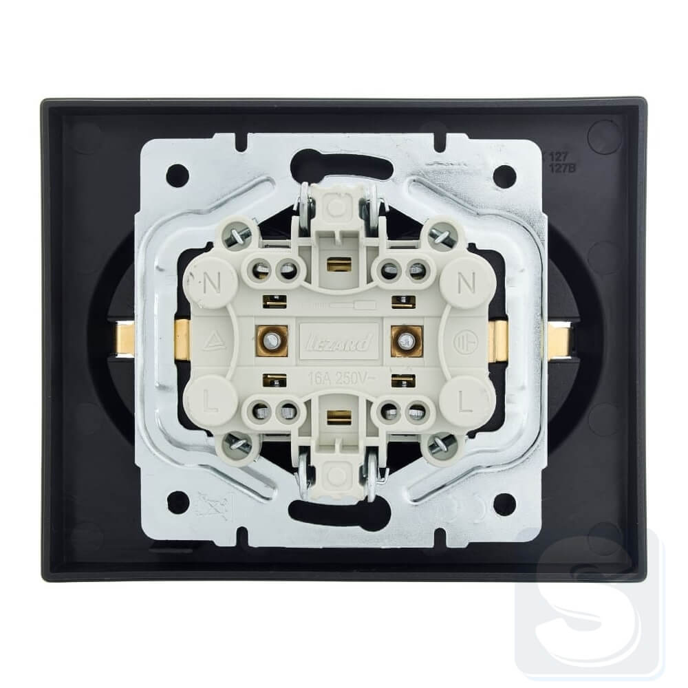 Розетка подвійна із з\к Lezard VESNA чорний антрацит 742-4200-127B -3