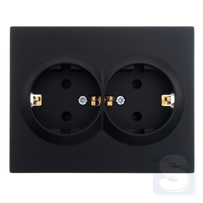 Розетка двойная c заземлением 16A/220V Lezard VESNA черный антрацит (742-4200-127B)