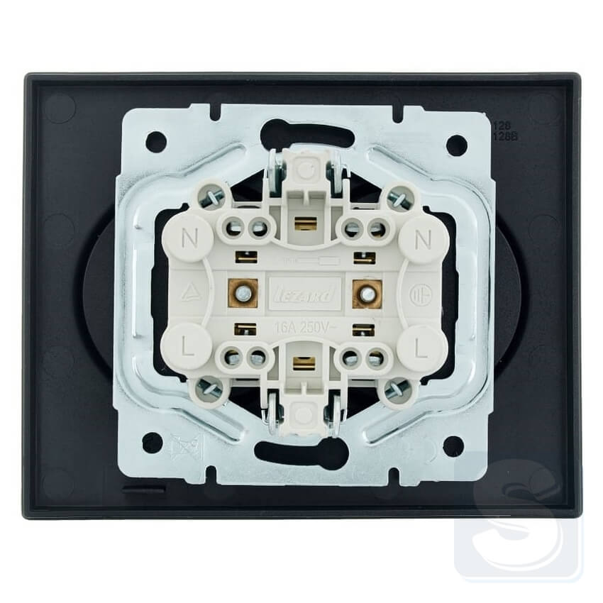 Розетка подвійна без з\к Lezard VESNA чорний антрацит 742-4200-128B -3
