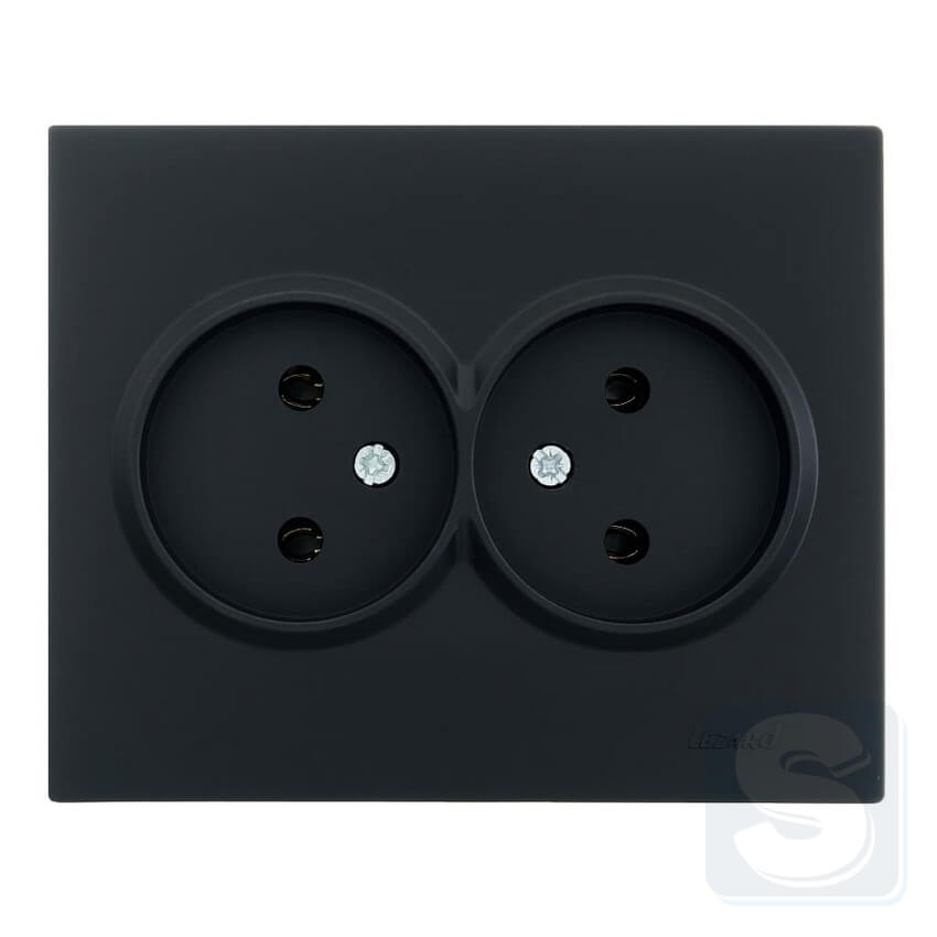 Розетка двойная без заземления 16A/220V Lezard VESNA черный антрацит (742-4200-128B)