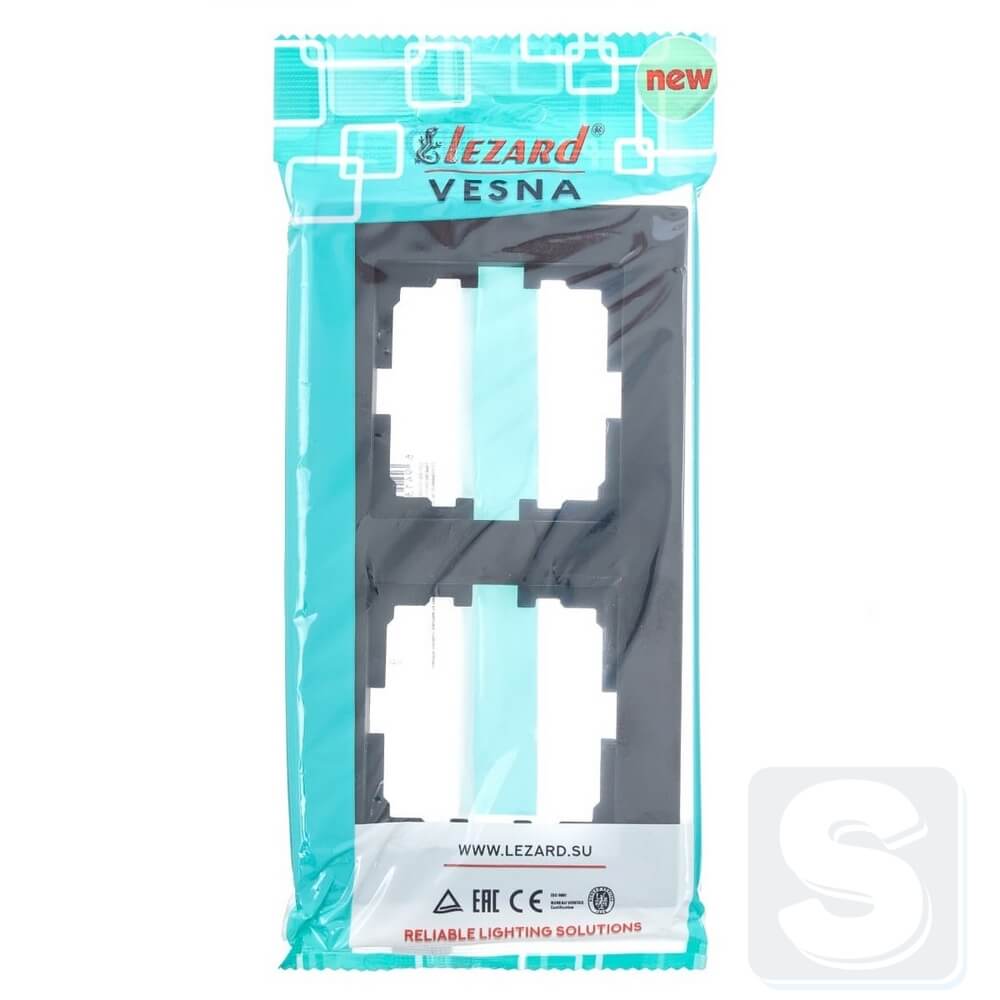 Рамка на 2 пости Lezard VESNA чорний антрацит 742-4200-147 -3