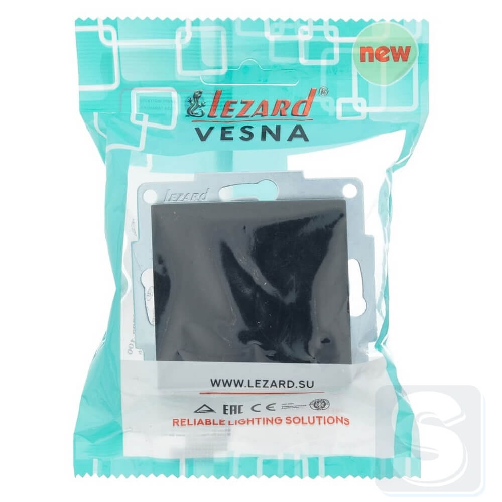 Вимикач 1кл Lezard VESNA чорний антрацит 742-4288-100 -4