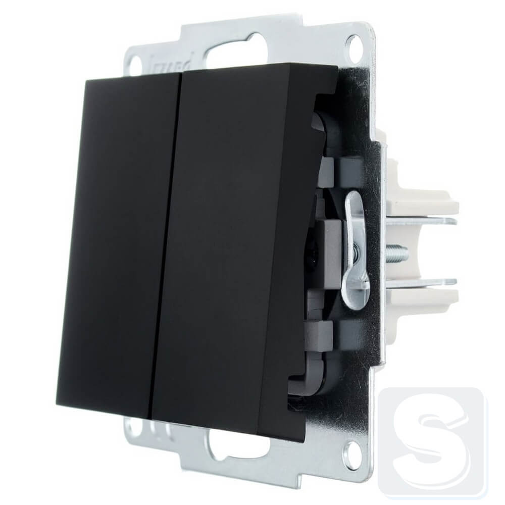 Вимикач 2кл Lezard VESNA чорний антрацит 742-4288-101 -2