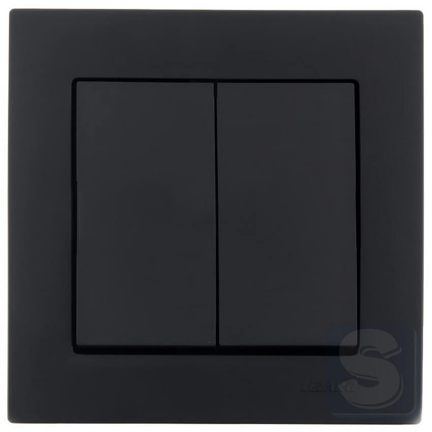 Выключатель двухклавишный Lezard VESNA черный антрацит без рамки (742-4288-101)