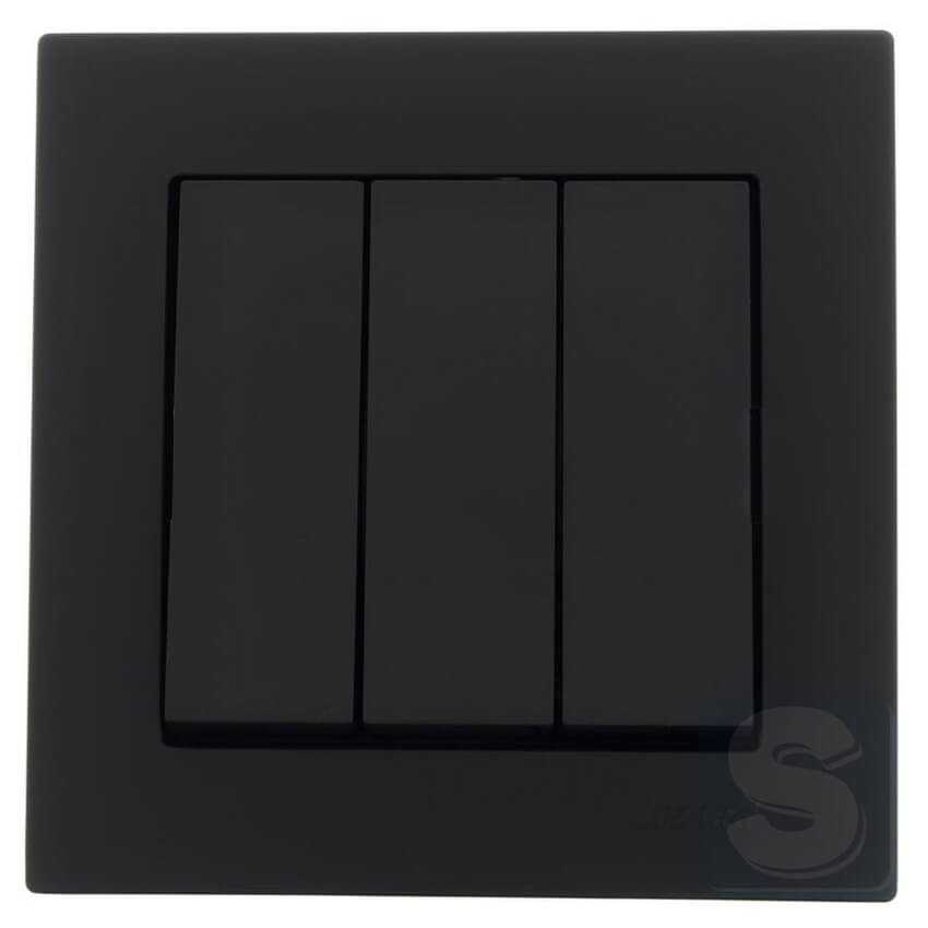 Выключатель трехклавишный Lezard VESNA черный антрацит без рамки (742-4288-109)