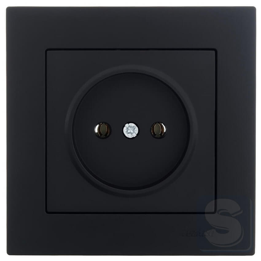 Розетка без заземлення 16A/220V Lezard VESNA чорний антрацит без рамки (742-4288-121B)