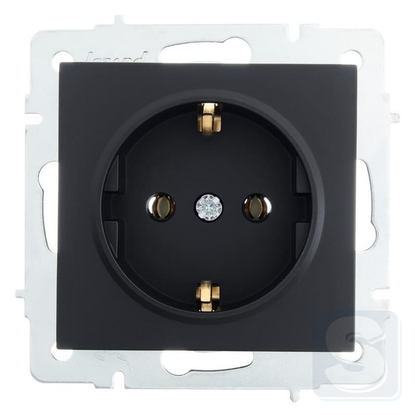 Розетка із з\к Lezard VESNA чорний антрацит 742-4288-122B -1
