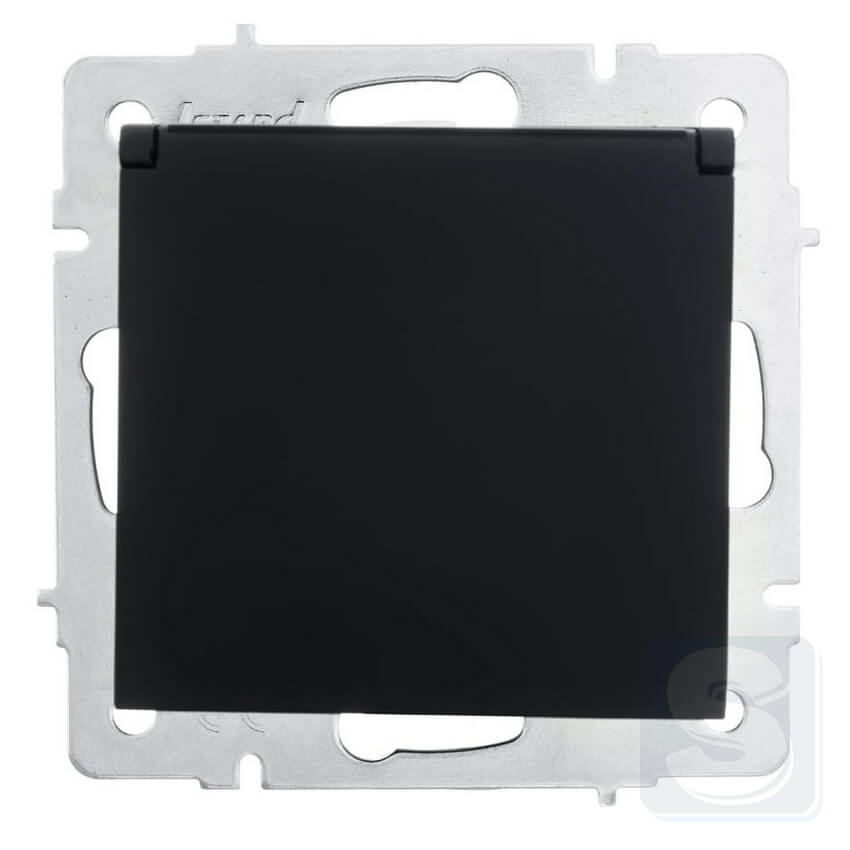 Розетка із з\к та кришк Lezard VESNA чорний антрацит 742-4288-123B -1