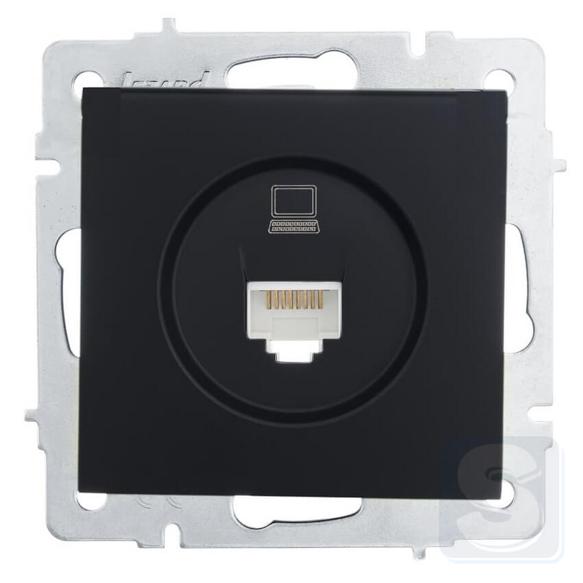 Розетка комп RJ45 Lezard VESNA чорний антрацит 742-4288-139 -1
