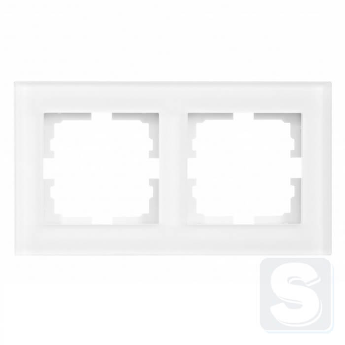 Рамка на 2 пости біле скло Lezard VESNA 742-5380-147
