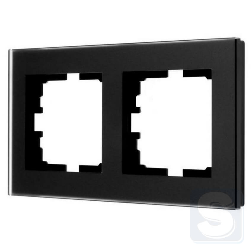 Рамка на 2 пости чорне матове скло Lezard VESNA 742-5980-147 -1