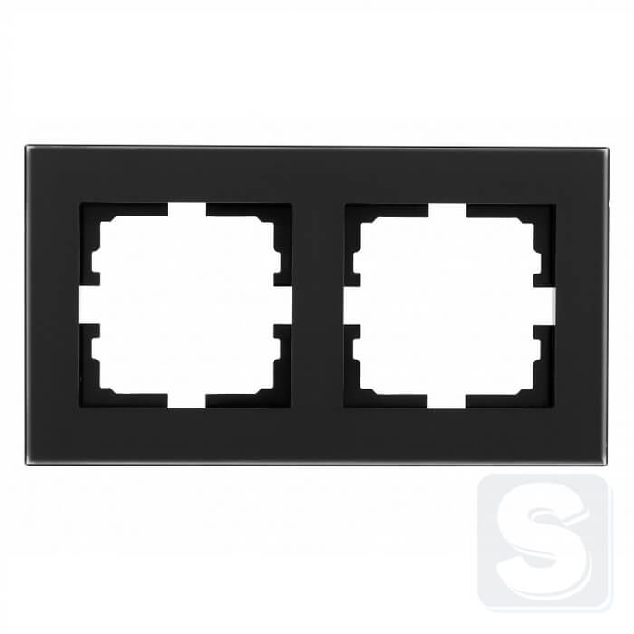Рамка на 2 поста черное акриловое матовое стекло, горизонтальная Lezard VESNA (742-5980-147)
