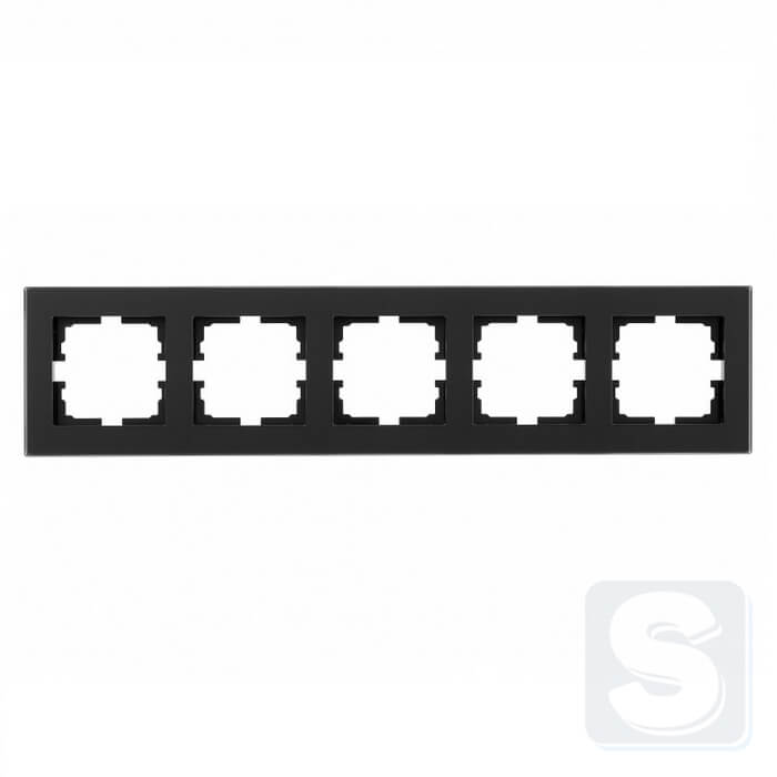 Рамка на 5 постов черное акриловое матовое стекло, горизонтальная Lezard VESNA (742-5980-150)