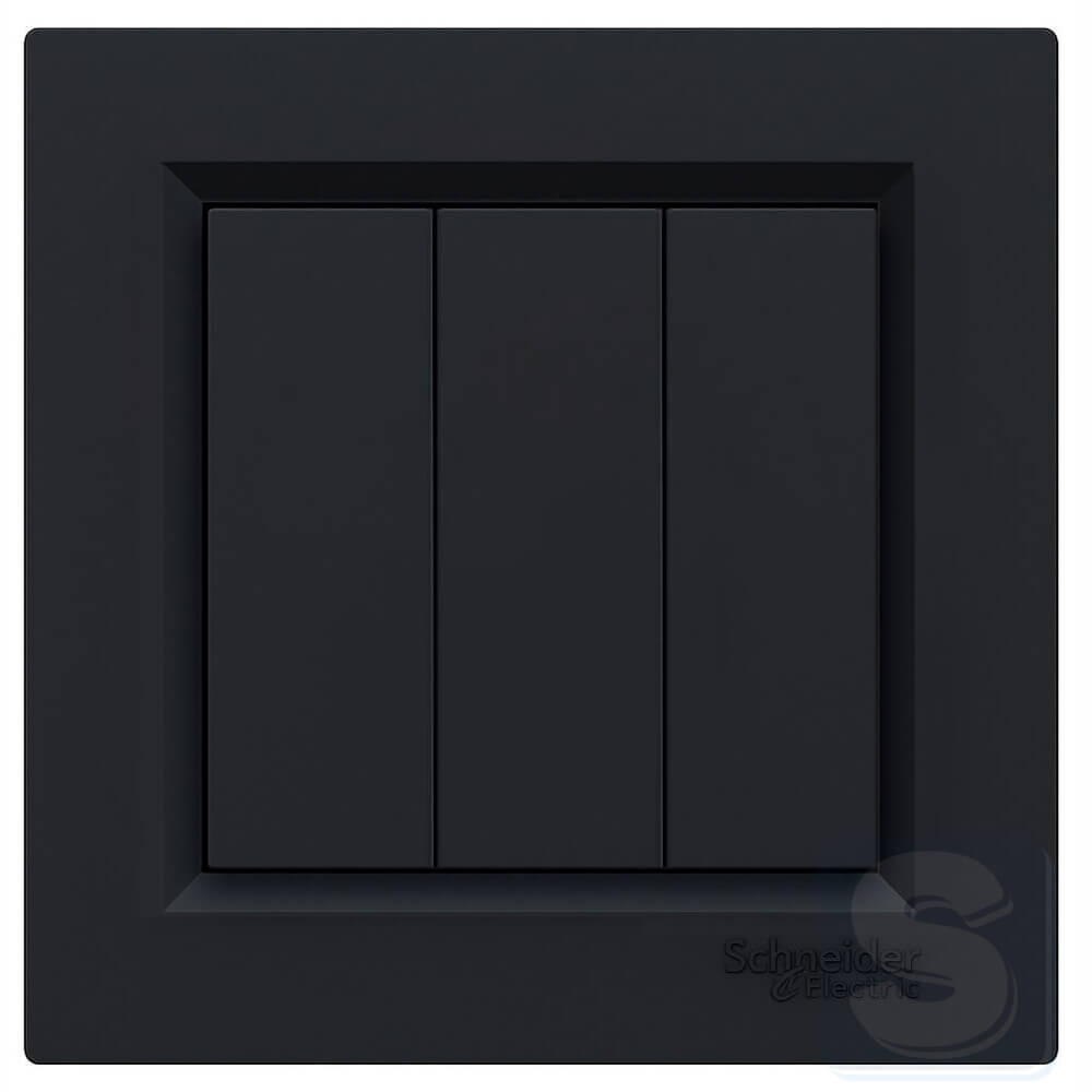 Вимикач 3-кл, Антрацит, Asfora EPH2100171 в рамці