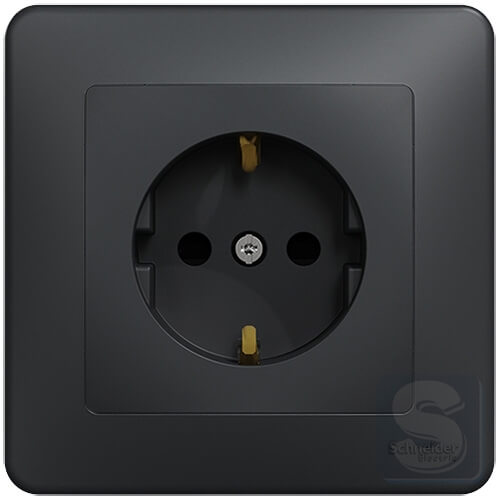 Розетка із заземленням та шторками Schneider Sedna Design Чорний без рамки (SDD114022) Розетка із заземленням та шторками Schneider Sedna Design Чорний без рамки (SDD114022)