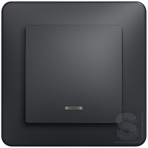Одноклавішний вимикач прохідний з підсвічуванням Schneider Sedna Design Чорний без рамки (SDD114106L)