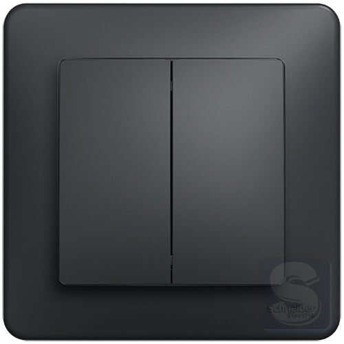 Двоклавішний вимикач прохідний Schneider Sedna Design Чорний без рамки (SDD114108)