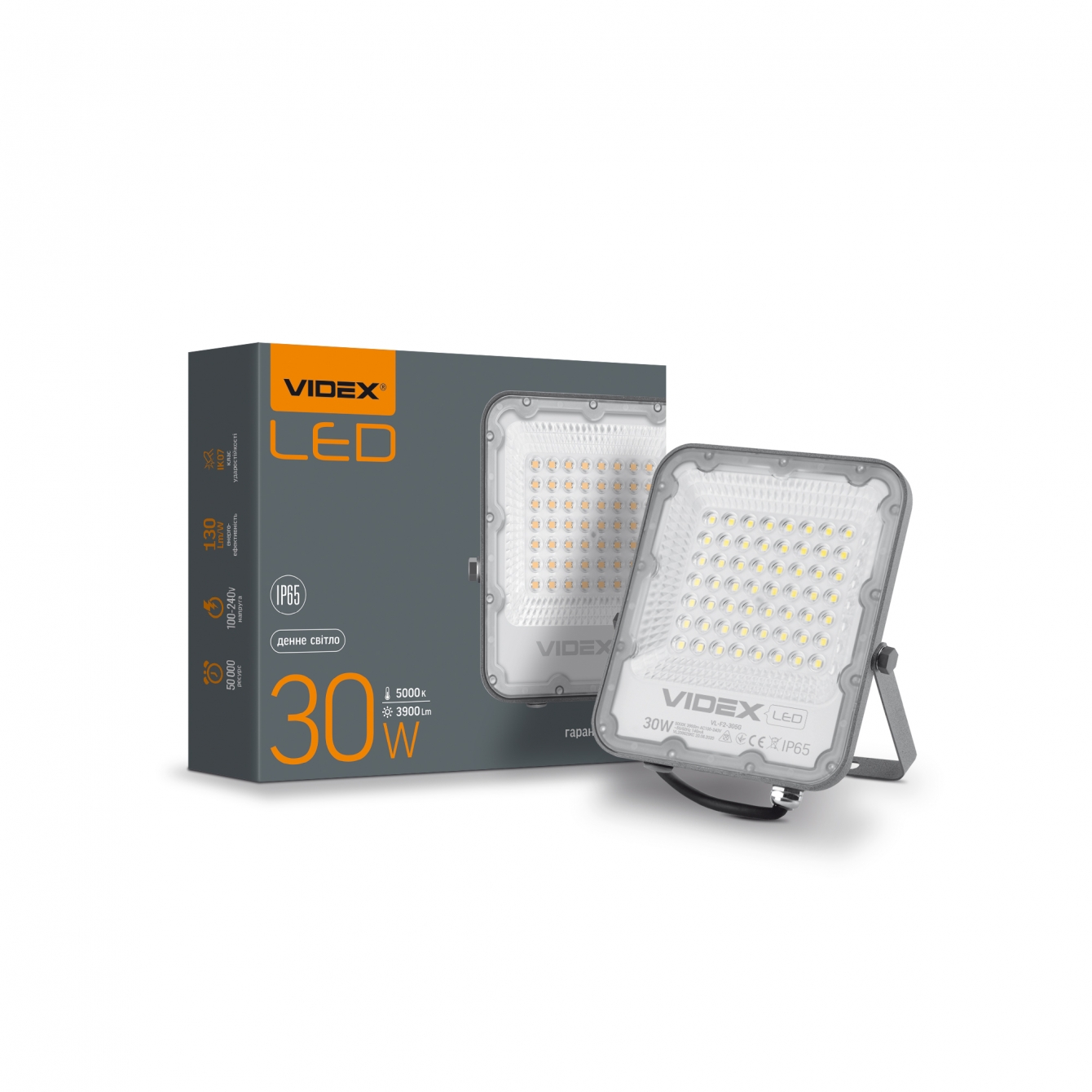 LED прожектор Videx 30W 5000К IP65 VL-F2-305G-1