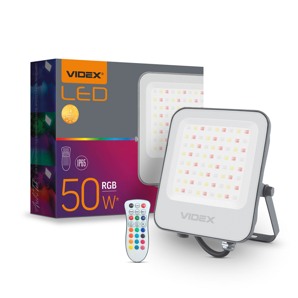 LED прожектор VIDEX 50W RGB 220V IP65 VL-F3-50-RGB -1