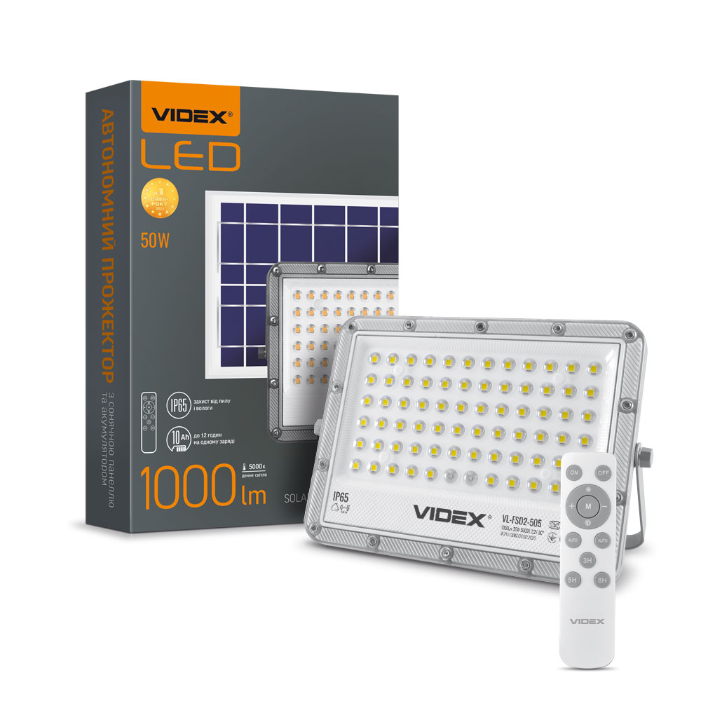 LED прожектор на солн. батарее Videx 5000К IP65 50W VL-FSO2-505 -1