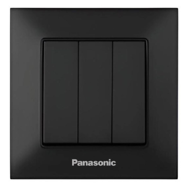 Выключатель 3-клавишный, черный Panasonic WNTC00152BL-UA-1