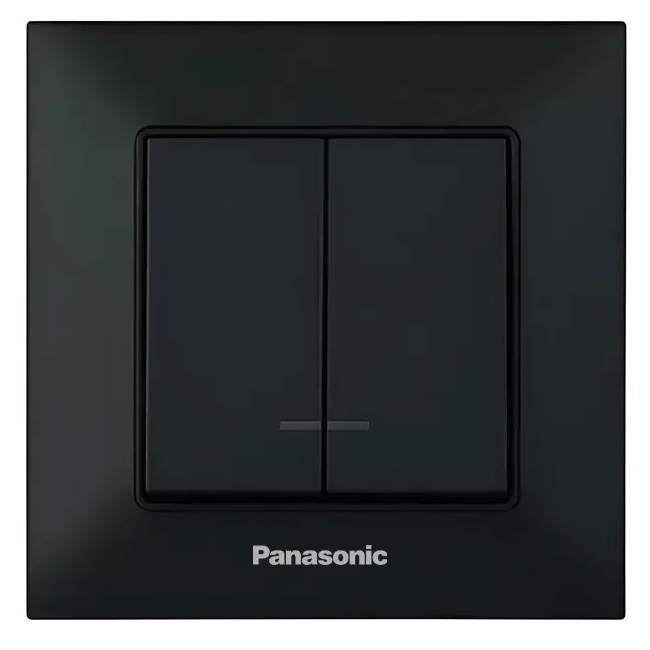 Выключатель 2-клавишный с пдсв. черный Panasonic WNTC01102BL-UA-1