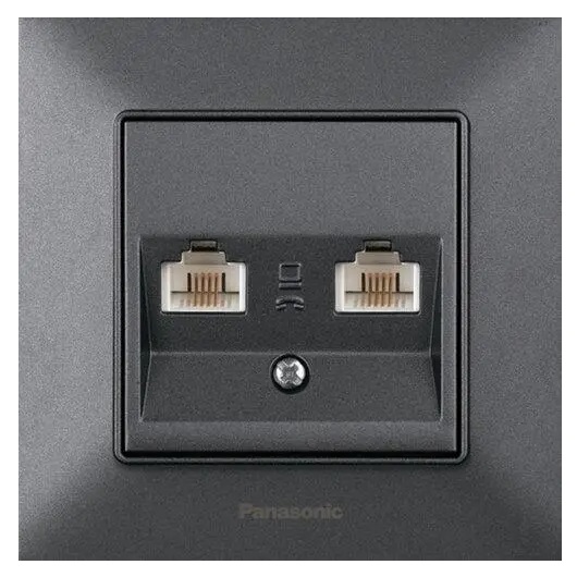 Розетка комп. двойная RJ45х2 дымчатый Panasonic WNTC04072DG-UA-1