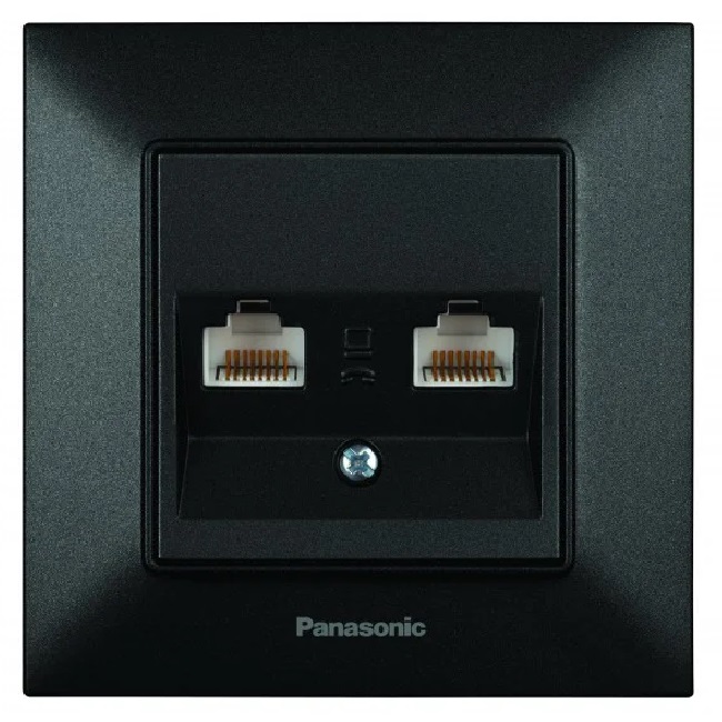 Розетка комп. двойная RJ45х2 черный Panasonic WNTC04072BL-UA-1