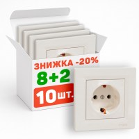 Комплект розеток із з\к10шт. Schneider Asfora Крем -20% (EPH2900123*10) 