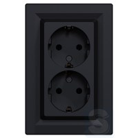 Розетка с з/к двойная Антрацит Asfora EPH9900171