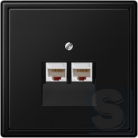 Розетка двойная RJ45 JUNG LS990 чёрный графит матовый 