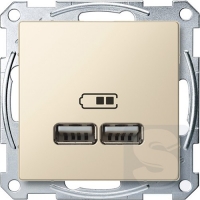 Розетка USB подвійна Merten System M бежевий ( MTN4366-0100+MTN4367-0344 )