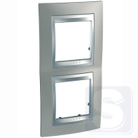Рамка 2-я вертикальная Schneider Unica Top Матовый никель/Алюминий (MGU66.004V.039)
