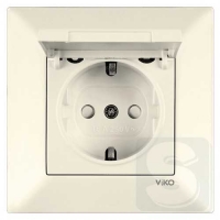 Розетка с крышкой и з/к Viko Meridian 90970212 крем